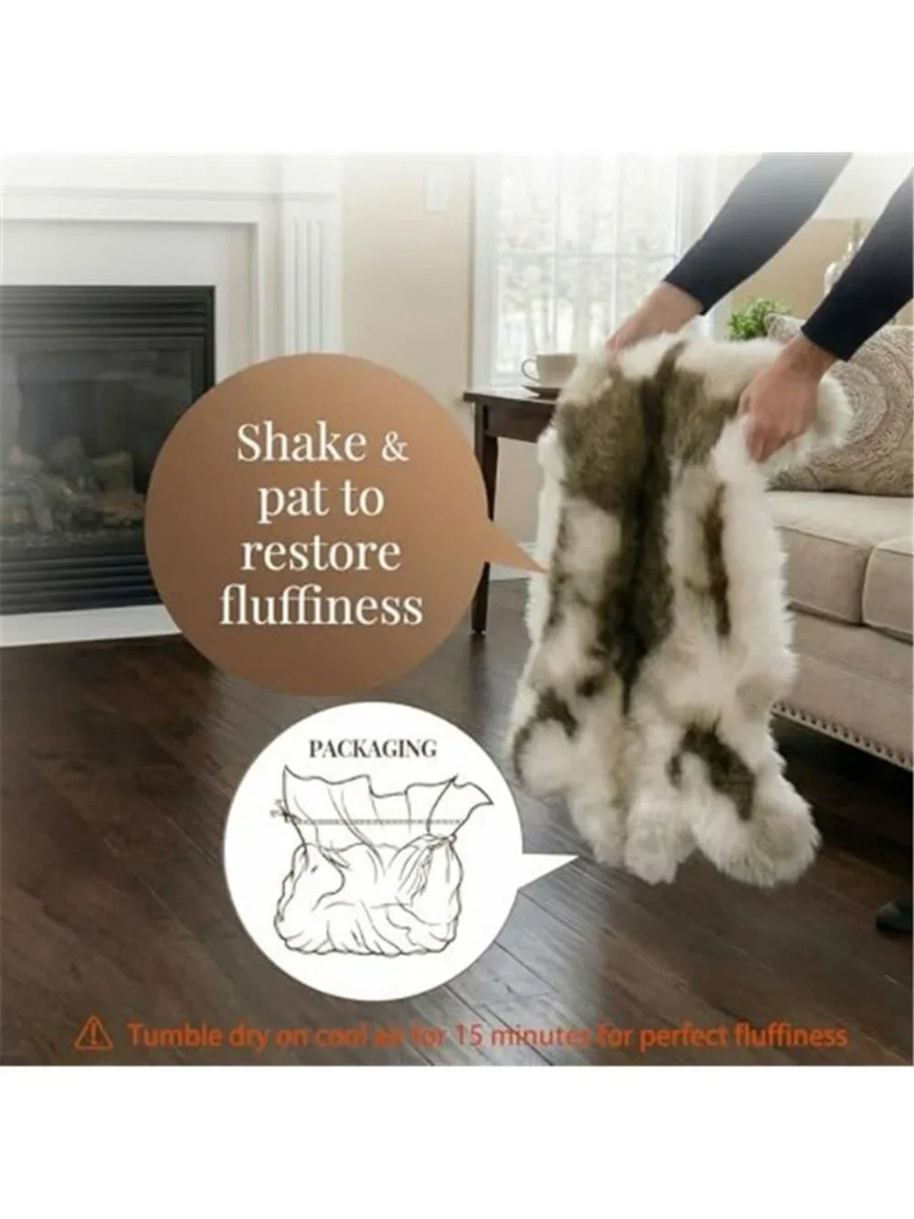 Reindeer Pattern Faux Fur Area Rug,3.6'x3.0' Plush Machine Washable Runner for